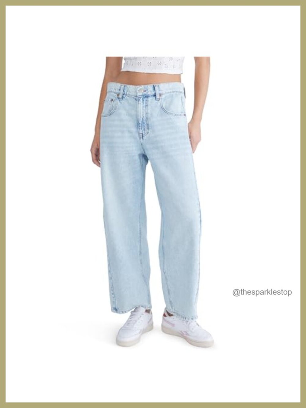 AEROPOSTALE Women's Mid-Rise Barrel Leg Jean Cropped Relaxed Fit